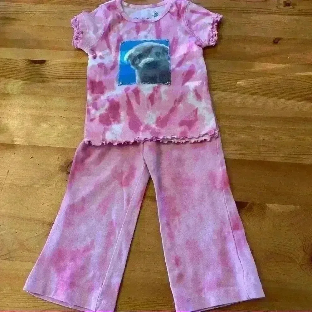 Tie dye set with puppy patch girls 18 months